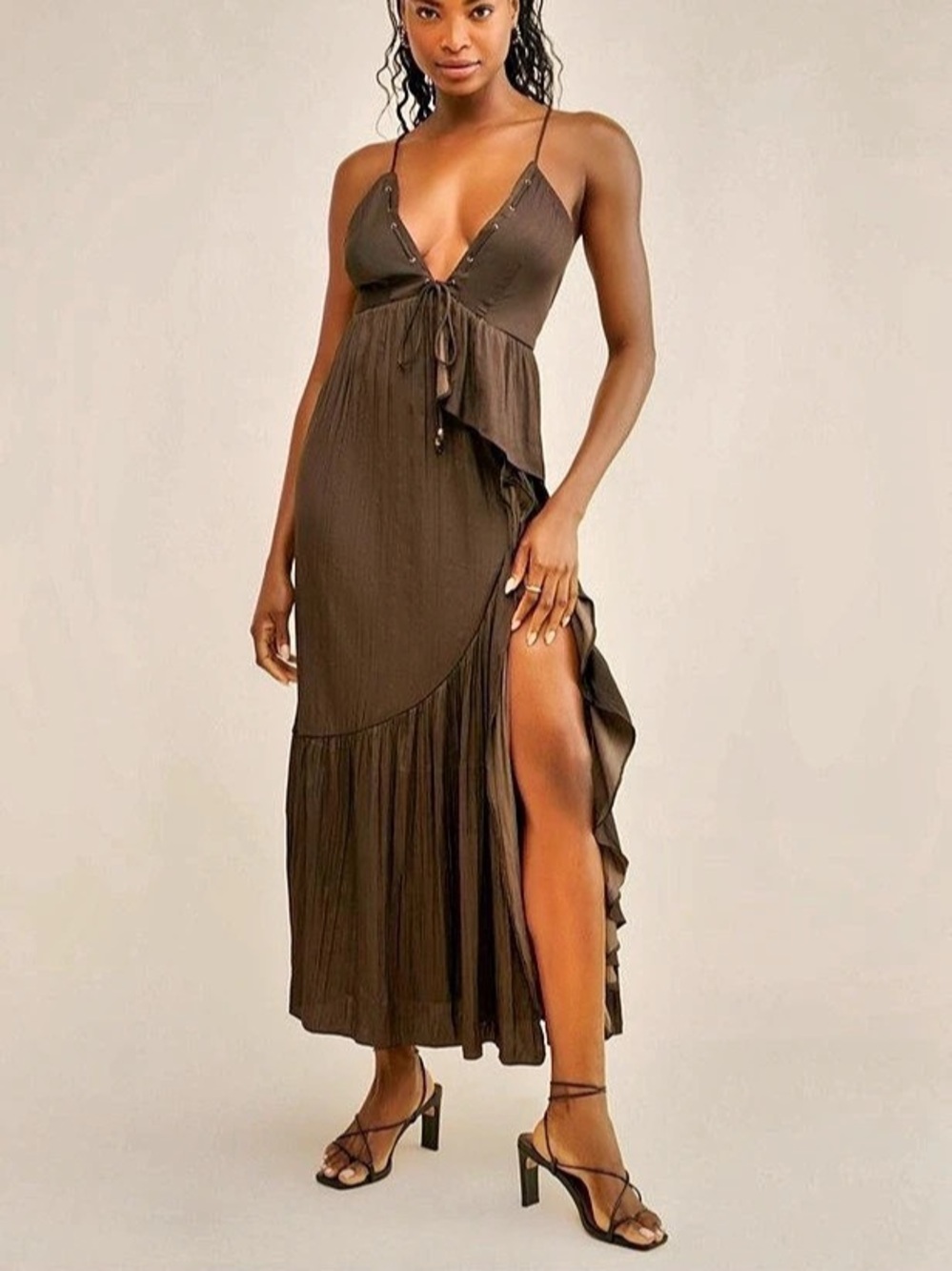 Anthropologie Brown Midi Dress Size Medium Like New